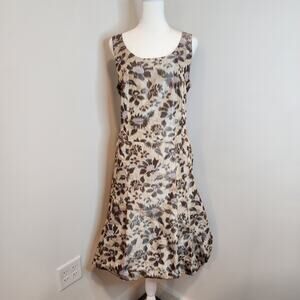 Caractere Womens 10 Beige/Gray Floral Sleeveless Balloon Dress Mini